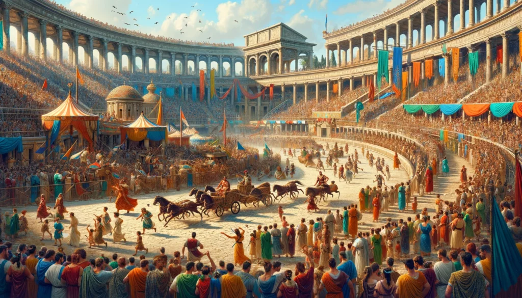 An illustration of a public game in Rome.