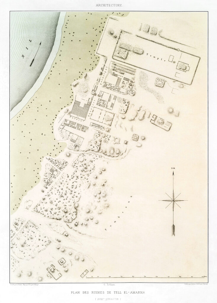 A plan of the ruins of Akhetaten, the city built at the direction of Akhenaten.